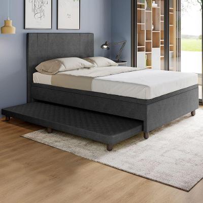 Base Box Casal Com Cama Auxiliar Com Colchão Conjugado Veludo - Skybox Cor Preto