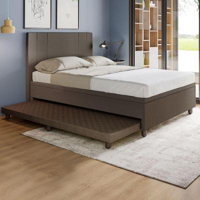 Base Box Casal Com Cama Auxiliar Com Colchão Conjugado Corino - Skybox Cor Marrom