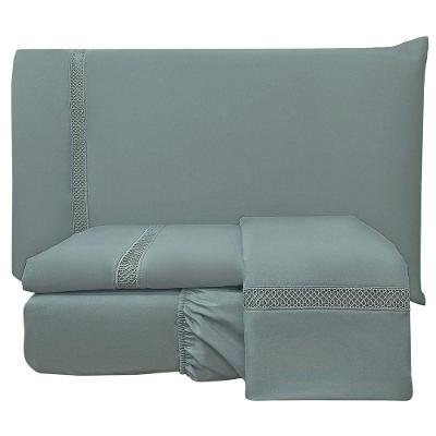 Jogo De Cama Lençol Stella Queen 4 Peças Percal 300 Fios Ponto Infinito Macio - Cinza Chumbo