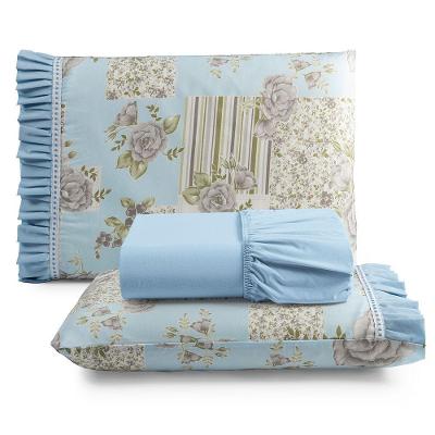 Jogo De Cama Lençol Queen Minuano 100% Algodão 3 Peças - Azul