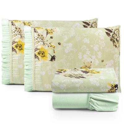 Jogo De Cama Lençol King Minuano 100% Algodão 4 Peças - Verde