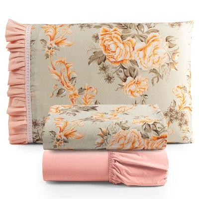 Jogo De Cama Lençol Solteiro Minuano 100% Algodão 3 Peças - Rosê