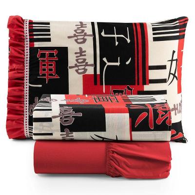 Jogo De Cama Lençol Solteiro Minuano 100% Algodão 3 Peças - Vermelho