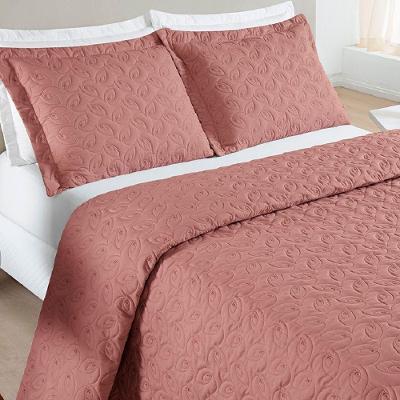 Cobre Leito Queen Florency Micropercal 200 Fios 3 Pçs Rosé