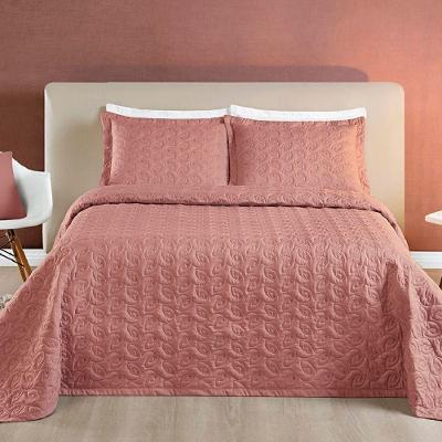 Cobre Leito Casal Florency Micropercal 200 Fios 3 Pçs Rosé