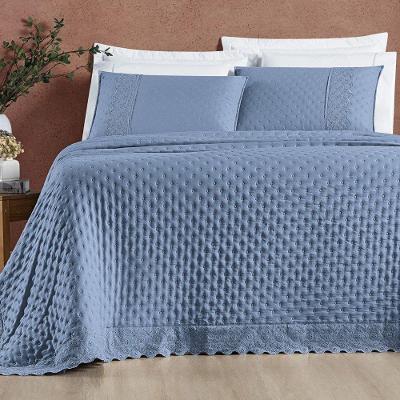 Cobre Leito King Cherry Laise Micropercal 200fios 3pç Azul
