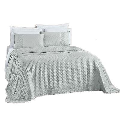 Kit Cobre Leito Colcha Nobre Casal Padrão 3 Peças Micropercal 200 Fios Matelado - Cinza Geada