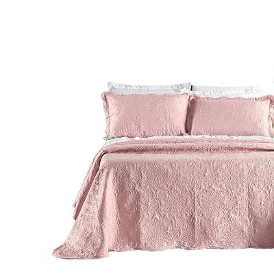 Kit Colcha Cobre Leito Aurora Queen 3 Peças Micropercal 200 Fios - Rosa Suave