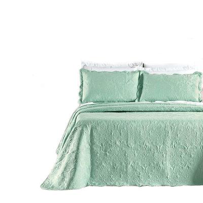 Kit Colcha Cobre Leito Aurora Queen 3 Peças Micropercal 200 Fios - Salvia Verde