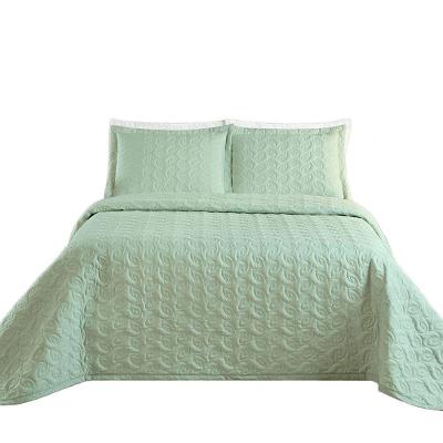 Kit Cobre Leito Colcha Tendência King 3 Peças Micropercal 200 Fios Bordado Premium - Verde