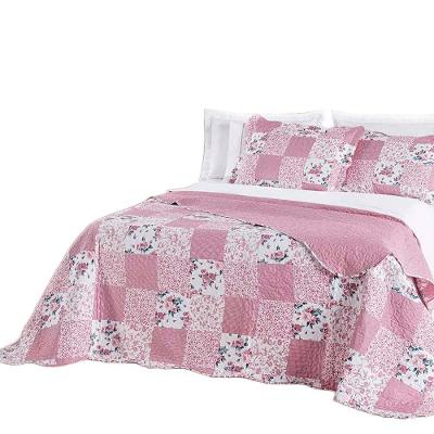 Kit Colcha Cobre Leito Haven King 3 Peças Micropercal 200 Fios Dupla Face - Le Rose Floral