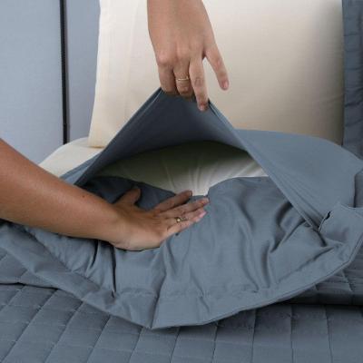 Kit Cobre Leito Colcha Unique Casal Queen 3 Peças Matelado Percal 300 Fios - Azul