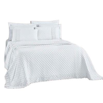 Kit Cobre Leito Colcha Nobre Casal Queen 3 Peças Micropercal 200 Fios Matelado - Branco Neve