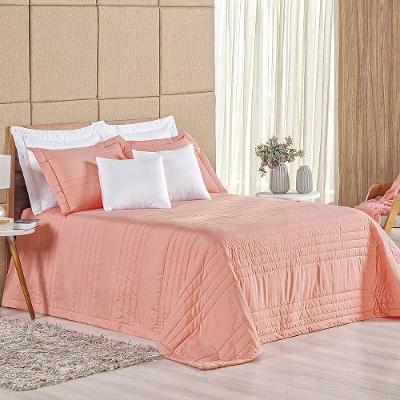 Kit Cobre Leito Colcha Dobby King 3 Peças Matelado 180 Fios - Goiaba