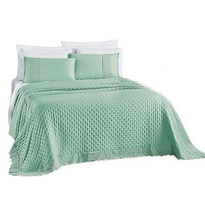 Kit Cobre Leito Colcha Nobre Casal King 3 Peças Micropercal 200 Fios Matelado - Verde Salvia