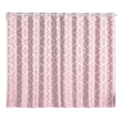 Cortina Jacquard 2,0 X 1,7m Sala Quarto Rosa