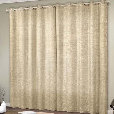 Cortina Glamour Cetim Amassado 2,00m X 1,70m Sala Quarto Varão 2m - Bege
