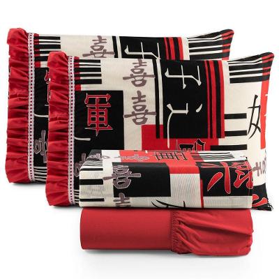 Jogo De Cama Lençol Casal Minuano 100% Algodão 4 Peças - Vermelho