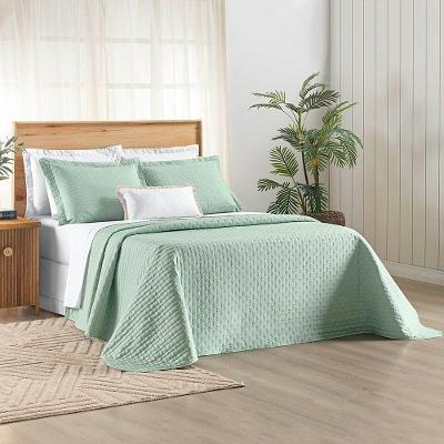 Kit Cobre Leito Colcha Marley King Dupla Face - Menta