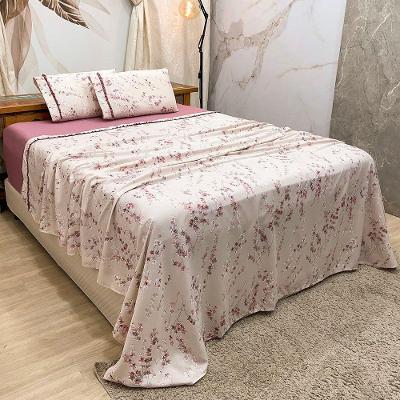 Jogo De Cama Lençol Casal Colonial Percal 300 Fios 4 Peças - Nude