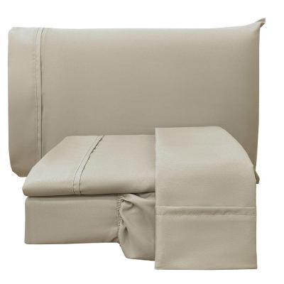 Jogo De Cama Lençol Casal Conforto Percal 300 Fios 4 Peças - Bege