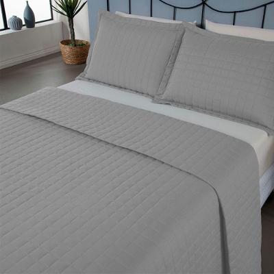 Kit Cobre Leito Colcha Monaco Queen Dupla Face 3 Peças - Cinza