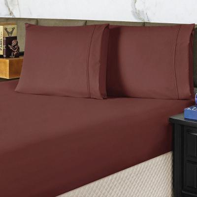 Jogo De Cama Lençol Queen Conforto Percal 300 Fios 3 Peças - Vinho