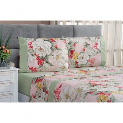 Jogo De Cama Estampado Micropercal 200 Fios Naturale Queen 04 Peças - Killy