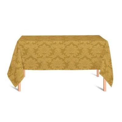 Toalha De Mesa 6 Lugares 1,60x2,00 Jacquard Medalhão Adamascado Retangular Dourado