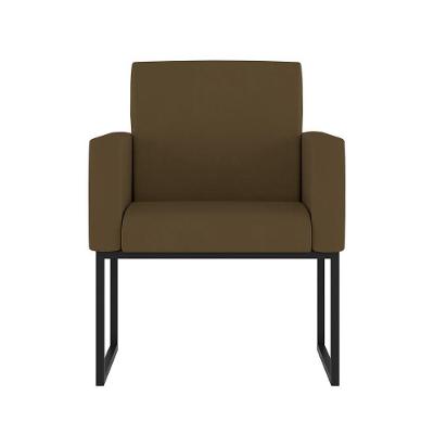 Cadeira Poltrona Decorativa Base De Ferro Reforçada Preto Marrom