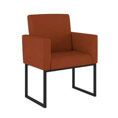 Cadeira Poltrona Decorativa Base De Ferro Reforçada Preto Terracota