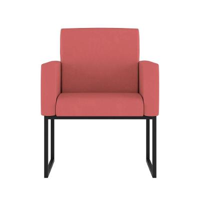 Cadeira Poltrona Decorativa Base De Ferro Reforçada Preto Rosa