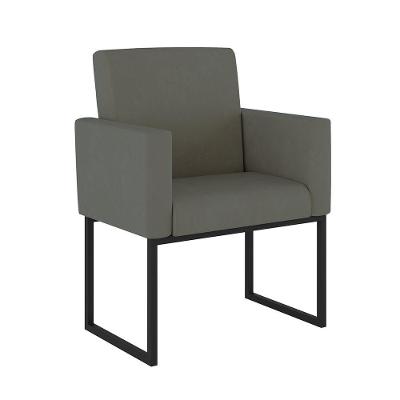 Cadeira Poltrona Decorativa Base De Ferro Reforçada Preto Cinza