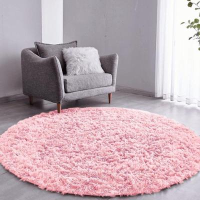 Tapete Sala Felpudo Peludo Rosa Bebe Redondo 140 Cm
