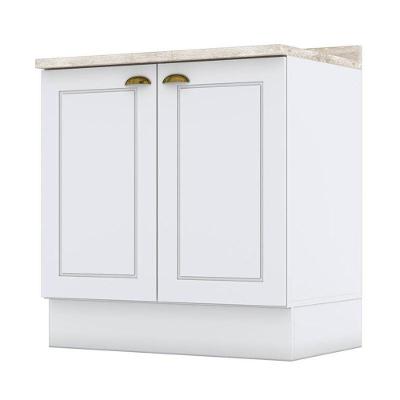 Balcão 2 Portas 80 Cm Nova York Branco Com Tampo Calcare - Henn