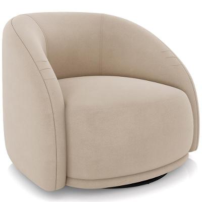 Poltrona Decorativa Giratória Angelina M03 Veludo Bege