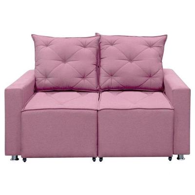 Sofá Retrátil 2 Lugares Bariloche 1.50cm Shop Das Cabeceiras Rosa Linho