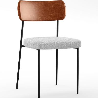 Cadeira Estofada Para Sala De Jantar L02 Camel Bouclê Cinza