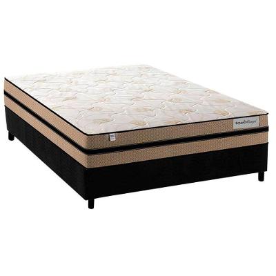 Cama Box Casal: Colchão Molas Ensacadas Plumatex MasterPocket Smart Milano + Base CRC Suede Black(138x188)