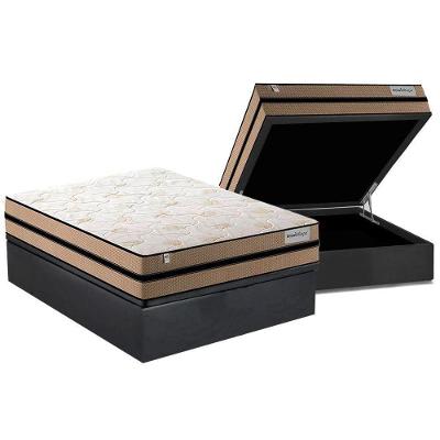 Cama Box Baú Casal: Colchão Molas MasterPocket Ensacadas Plumatex   Smart Milano + Base CRC Suede Gray(138x188)