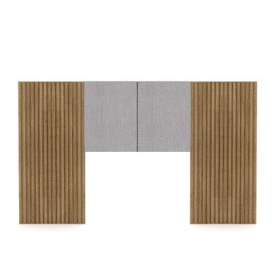 Cabeceira Painel Solteiro Ripado Nature E Linho Cinza Sevilha 203 Cm - Pallazio