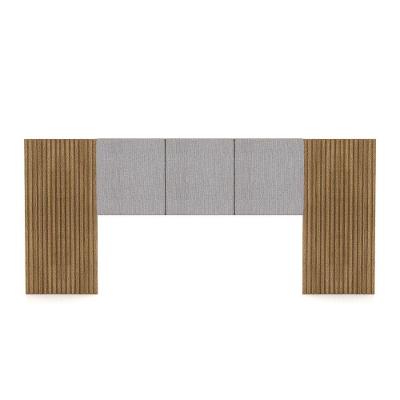 Cabeceira Painel Casal Ripado Nature E Linho Cinza Sevilha 273 Cm - Pallazio