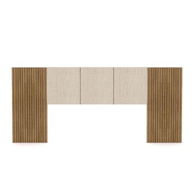 Cabeceira Painel Casal Ripado Nature E Linho Bege Sevilha 273 Cm - Pallazio