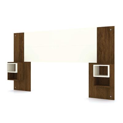Cabeceira Painel Casal Regulável Com Mesas De Apoio Luxo Nature-champanhe - Pallazio