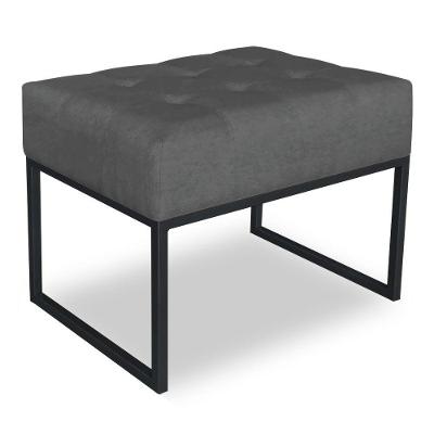 Puff Lisa Suede Base Metálica Industrial Preto - Pallazio Cor Grafite