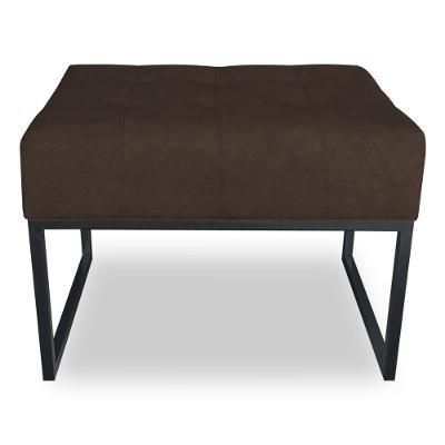 Puff Lisa Suede Base Metálica Industrial Preto - Pallazio Cor Marrom