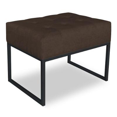 Puff Lisa Suede Marrom Base Metálica Industrial Preto - Pallazio