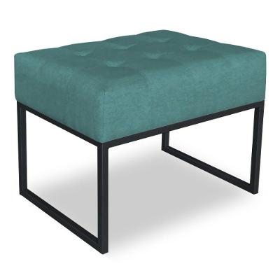 Puff Lisa Suede Base Metálica Industrial Preto - Pallazio Cor Azul Turquesa