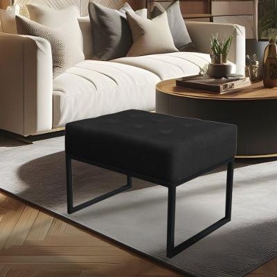 Puff Lisa Suede Base Metálica Industrial Preto - Pallazio Cor Preto