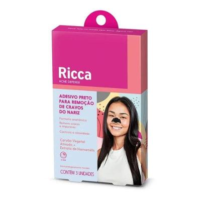 Ricca Adesivo Preto Para Remoção Cravos Do Nariz 3pcs